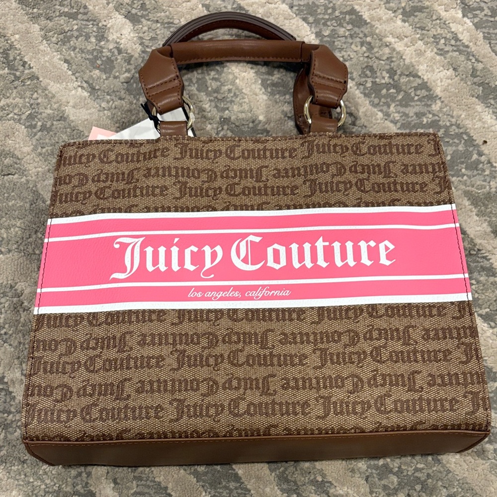 Juicy Couture Brown and Pink Logo Tote